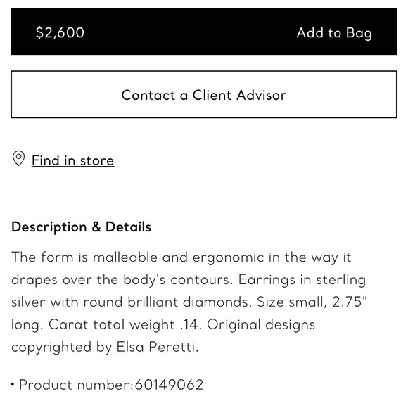 Elsa Peretti Mesh Scarf Diamond Earrings - Picture 4 of 4